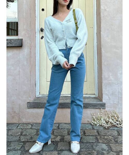 dazzlin（ダズリン）の「【セット着用可能】ミニシャギーラメニットカーデトップス（カーディガン/ボレロ・レディース・ピンク/グレー/ベージュ/グリーン・FREE）」の16枚目の写真