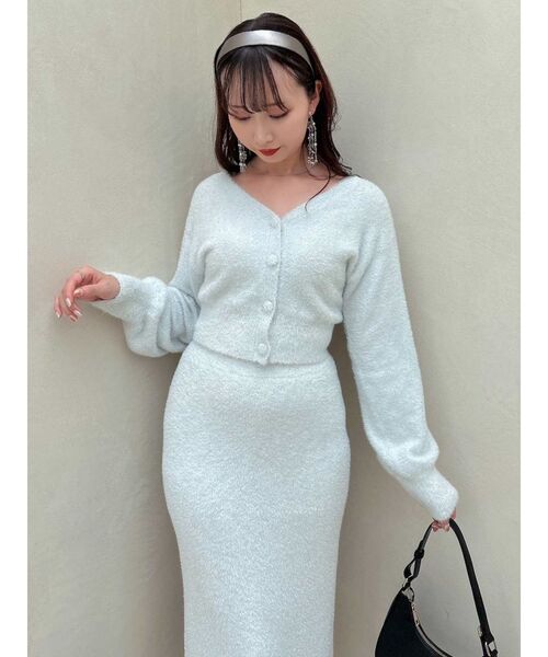 dazzlin（ダズリン）の「【セット着用可能】ミニシャギーラメニットカーデトップス（カーディガン/ボレロ・レディース・ピンク/グレー/ベージュ/グリーン・FREE）」の17枚目の写真