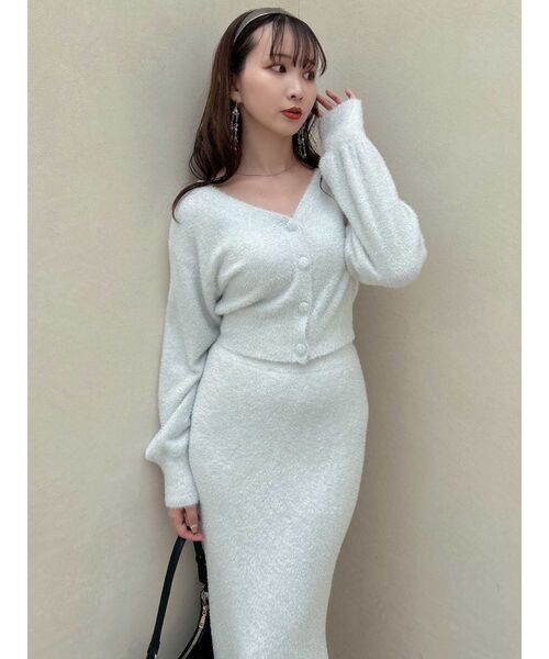 dazzlin（ダズリン）の「【セット着用可能】ミニシャギーラメニットカーデトップス（カーディガン/ボレロ・レディース・ピンク/グレー/ベージュ/グリーン・FREE）」の18枚目の写真