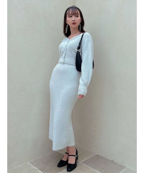 dazzlin（ダズリン）の「【セット着用可能】ミニシャギーラメニットカーデトップス（カーディガン/ボレロ・レディース・ピンク/グレー/ベージュ/グリーン・FREE）」の19枚目の写真