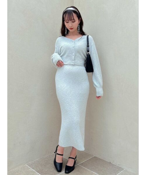 dazzlin（ダズリン）の「【セット着用可能】ミニシャギーラメニットカーデトップス（カーディガン/ボレロ・レディース・ピンク/グレー/ベージュ/グリーン・FREE）」の20枚目の写真