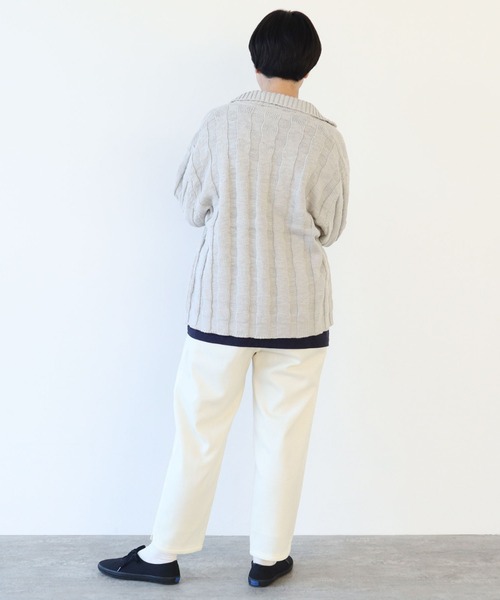 yuni（ユニ　）の「●スラブコットンジャカード　襟ニットカーディガン　1701KN006241（カーディガン/ボレロ・レディース・グレー/ブラック/アイボリー・FREE）」の20枚目の写真