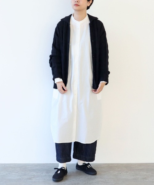 yuni（ユニ　）の「●スラブコットンジャカード　襟ニットカーディガン　1701KN006241（カーディガン/ボレロ・レディース・グレー/ブラック/アイボリー・FREE）」の8枚目の写真