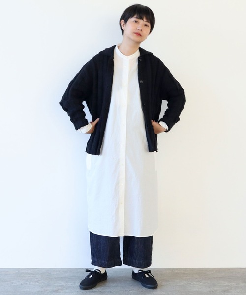 yuni（ユニ　）の「●スラブコットンジャカード　襟ニットカーディガン　1701KN006241（カーディガン/ボレロ・レディース・グレー/ブラック/アイボリー・FREE）」の9枚目の写真