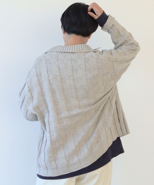 yuni（ユニ　）の「●スラブコットンジャカード　襟ニットカーディガン　1701KN006241（カーディガン/ボレロ・レディース・グレー/ブラック/アイボリー・FREE）」の22枚目の写真