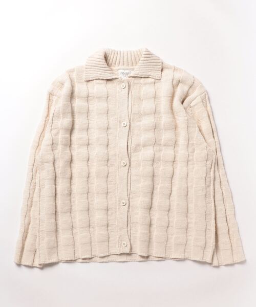 yuni（ユニ　）の「●スラブコットンジャカード　襟ニットカーディガン　1701KN006241（カーディガン/ボレロ・レディース・グレー/ブラック/アイボリー・FREE）」の5枚目の写真