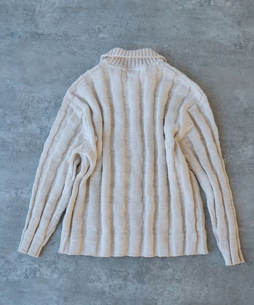 yuni（ユニ　）の「●スラブコットンジャカード　襟ニットカーディガン　1701KN006241（カーディガン/ボレロ・レディース・グレー/ブラック/アイボリー・FREE）」の6枚目の写真