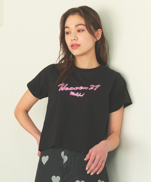 MILKFED.(ミルクフェド)の「HEAVEN 27 COMPACT S/S TEE(Tシャツ/カットソー・レディース・ライトピンク/ブラック/ホワイト・M/S)」の6枚目の写真