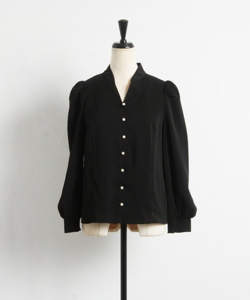 tocco closet(トッコ クローゼット)の「パール釦スタンドスキッパーブラウス(シャツ/ブラウス・レディース・ブラック/オフホワイト・M)」の20枚目の写真