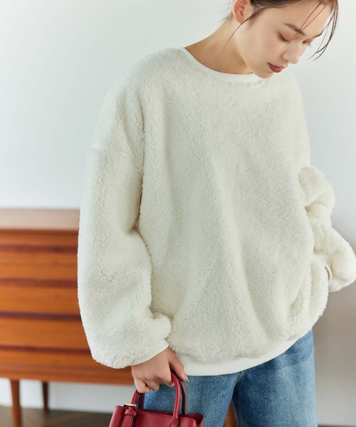 Edit Sheen（エディットシーン）の「ボアプルオーバー（スウェット・レディース・ベージュ/ホワイト・M）」の2枚目の写真