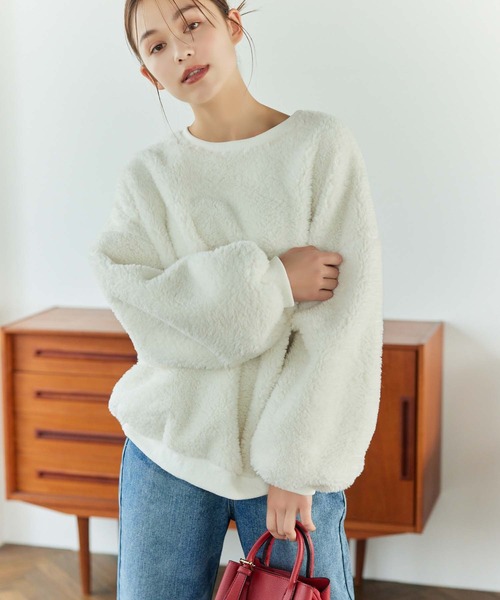 Edit Sheen（エディットシーン）の「ボアプルオーバー（スウェット・レディース・ベージュ/ホワイト・M）」の3枚目の写真