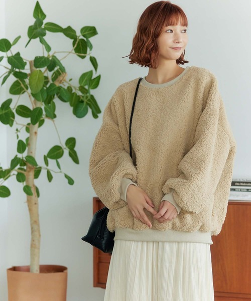 Edit Sheen（エディットシーン）の「ボアプルオーバー（スウェット・レディース・ベージュ/ホワイト・M）」の18枚目の写真