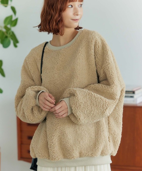 Edit Sheen（エディットシーン）の「ボアプルオーバー（スウェット・レディース・ベージュ/ホワイト・M）」の19枚目の写真