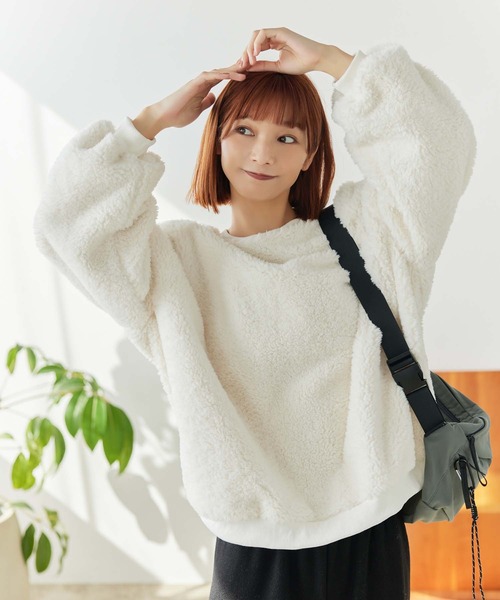 Edit Sheen（エディットシーン）の「ボアプルオーバー（スウェット・レディース・ベージュ/ホワイト・M）」の10枚目の写真