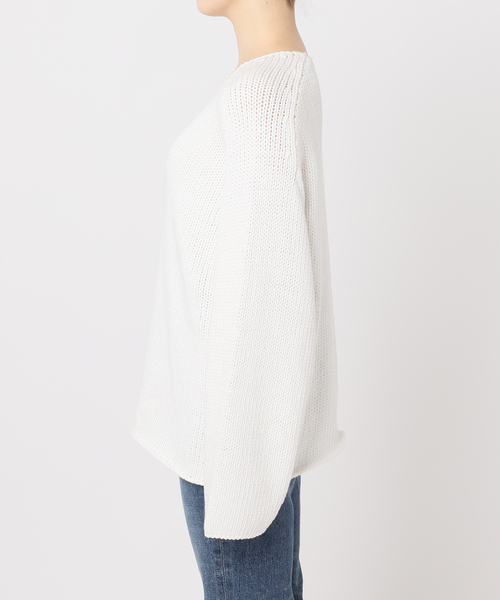 プラージュ　COTTON TAPE YARN プルオーバー　ホワイト　plage 追加》COTTON TAPE YARN プルオーバー（ニット／セーター