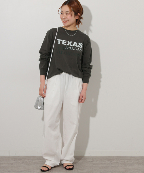 JOURNAL STANDARD relume（ジャーナルスタンダード　レリューム）の「TEXASロゴロングTシャツ（Tシャツ/カットソー・レディース・ホワイト/ブラック系その他/ベージュ・FREE）」の4枚目の写真