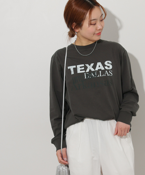 JOURNAL STANDARD relume（ジャーナルスタンダード　レリューム）の「TEXASロゴロングTシャツ（Tシャツ/カットソー・レディース・ホワイト/ブラック系その他/ベージュ・FREE）」の6枚目の写真