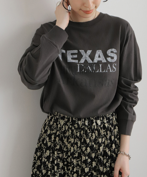JOURNAL STANDARD relume（ジャーナルスタンダード　レリューム）の「TEXASロゴロングTシャツ（Tシャツ/カットソー・レディース・ホワイト/ブラック系その他/ベージュ・FREE）」の11枚目の写真