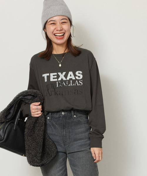JOURNAL STANDARD relume（ジャーナルスタンダード　レリューム）の「TEXASロゴロングTシャツ（Tシャツ/カットソー・レディース・ホワイト/ブラック系その他/ベージュ・FREE）」の14枚目の写真