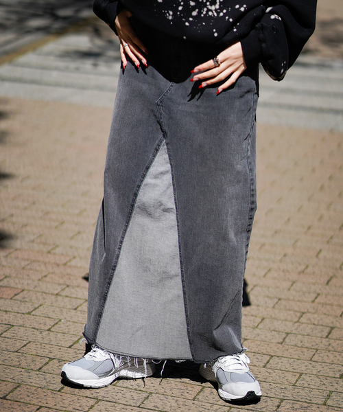 JOINT WORKS（ジョイントワークス）の「デニムロングフレアスカート（デニムスカート・レディース・チャコールグレー/ブルー・SMALL/MEDIUM）」の7枚目の写真