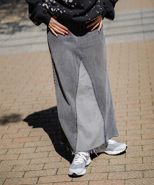 JOINT WORKS（ジョイントワークス）の「デニムロングフレアスカート（デニムスカート・レディース・チャコールグレー/ブルー・SMALL/MEDIUM）」の8枚目の写真