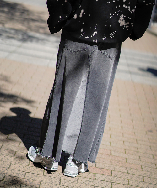 JOINT WORKS（ジョイントワークス）の「デニムロングフレアスカート（デニムスカート・レディース・チャコールグレー/ブルー・SMALL/MEDIUM）」の9枚目の写真