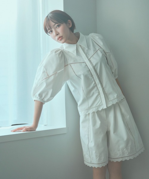 FURFUR(ファーファー)の「カットワーク刺繍ショートパンツ(その他パンツ・レディース・ピンク/ホワイト/ストライプ/ブラック・FREE)」の16枚目の写真