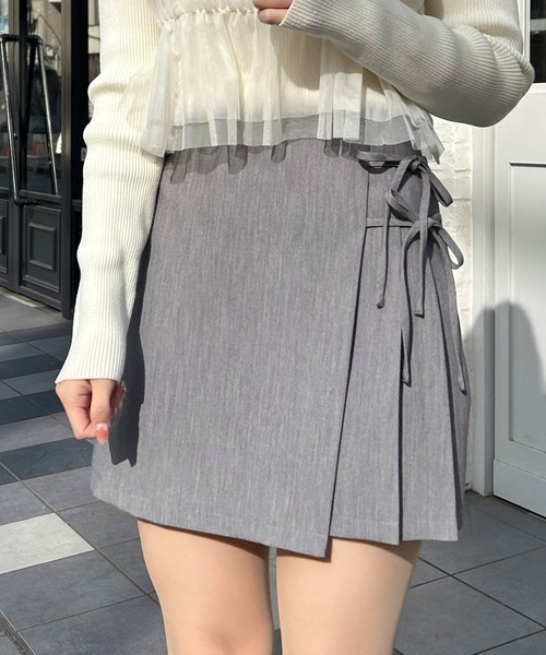 INGNI（イング）の「サイドリボンプリーツスカパン（その他パンツ・レディース・グレー/ブルー系その他2/ブラック・FREE）」の3枚目の写真