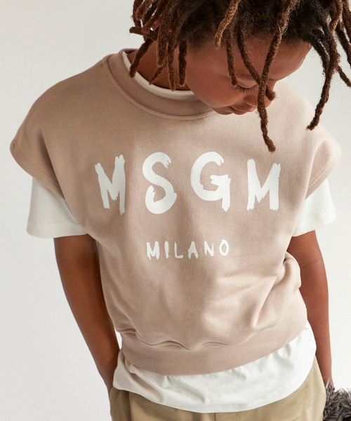MSGM(エムエスジーエム)Kids & Junior ブランドロゴフレンチスリーブスウェットプルオーバー