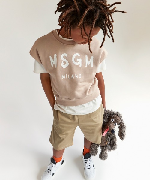 MSGM(エムエスジーエム)Kids & Junior ブランドロゴフレンチスリーブスウェットプルオーバー