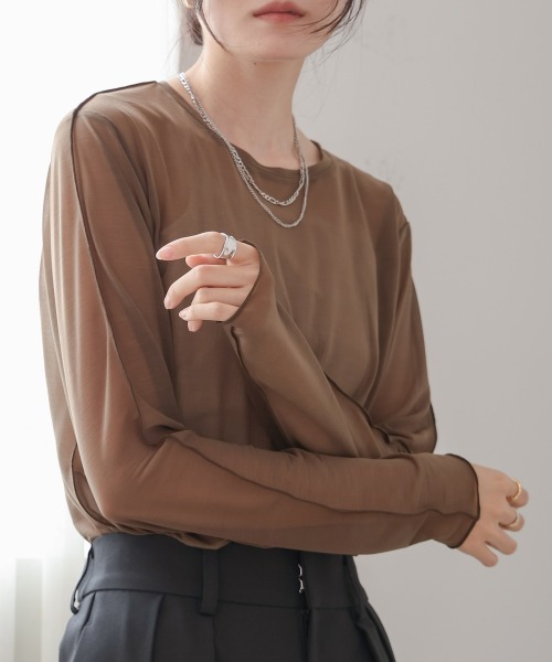 Bab(バブ)の「ベーシックシアートップス(Tシャツ/カットソー・レディース・ブラック/ライトグレー/ホワイト系その他/グリーン/オフホワイト/グレイッシュベージュ/ブラウン・FREE)」の8枚目の写真