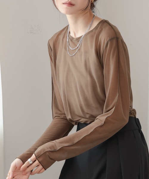 Bab(バブ)の「ベーシックシアートップス(Tシャツ/カットソー・レディース・ブラック/ライトグレー/ホワイト系その他/グリーン/オフホワイト/グレイッシュベージュ/ブラウン・FREE)」の10枚目の写真