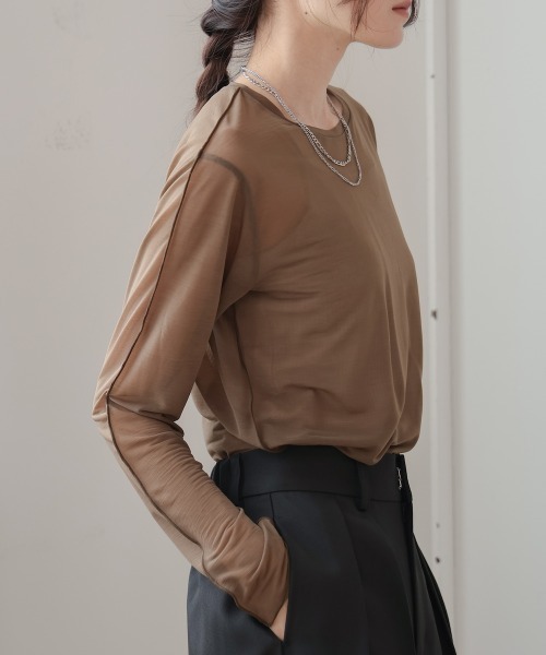 Bab(バブ)の「ベーシックシアートップス(Tシャツ/カットソー・レディース・ブラック/ライトグレー/ホワイト系その他/グリーン/オフホワイト/グレイッシュベージュ/ブラウン・FREE)」の11枚目の写真