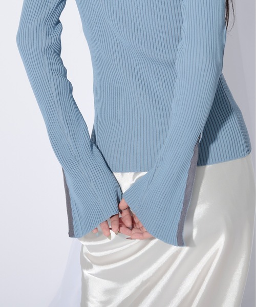 Ezick（エジック）の「Mode switch 袖スリットリブニット（ニット/セーター・レディース・ブラック/サックスブルー/ホワイト/ライトブルー・FREE）」の19枚目の写真