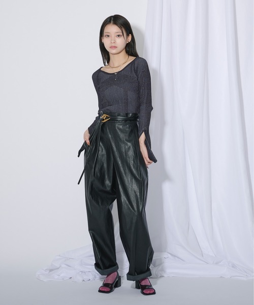 Ezick（エジック）の「Mode switch 袖スリットリブニット（ニット/セーター・レディース・ブラック/サックスブルー/ホワイト/ライトブルー・FREE）」の22枚目の写真