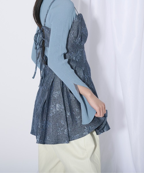 Ezick（エジック）の「Mode switch 袖スリットリブニット（ニット/セーター・レディース・ブラック/サックスブルー/ホワイト/ライトブルー・FREE）」の20枚目の写真