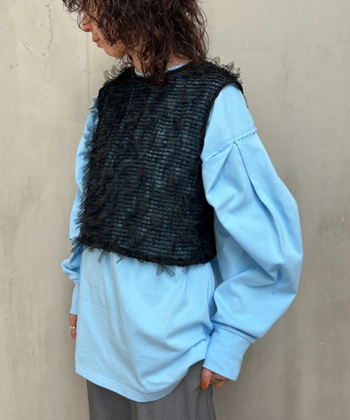 y/m（イム）の「スリーブタックロンT（Tシャツ/カットソー・レディース・ブラック/ブルー/パープル/ホワイト/グリーン・FREE）」の4枚目の写真