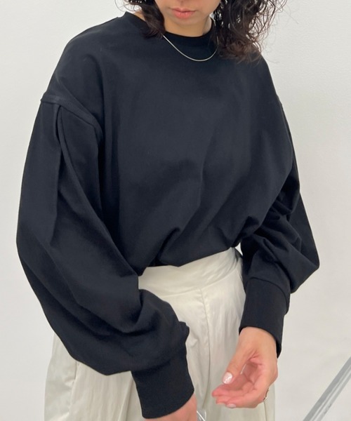 y/m（イム）の「スリーブタックロンT（Tシャツ/カットソー・レディース・ブラック/ブルー/パープル/ホワイト/グリーン・FREE）」の2枚目の写真