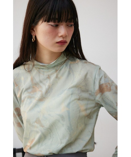 AZUL by moussy（アズールバイマウジー）の「マーブルシアートップス（Tシャツ/カットソー・レディース・ブルー系その他/グリーン系その他・FREE）」の11枚目の写真
