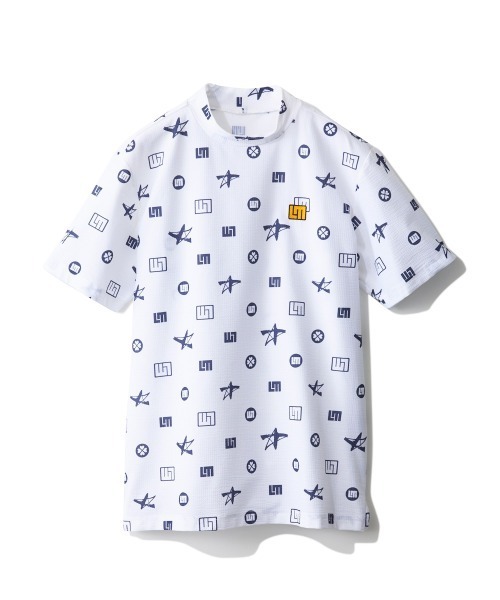 【セール】LOUDMOUTH/ラウドマウス ゴルフウェア ブランド ロゴ 吸汗速乾 UVカット ストレッチ 総柄 モックネック 半袖 シャツ（Tシャツ/カットソー）｜Loudmouth（ラウドマウス）