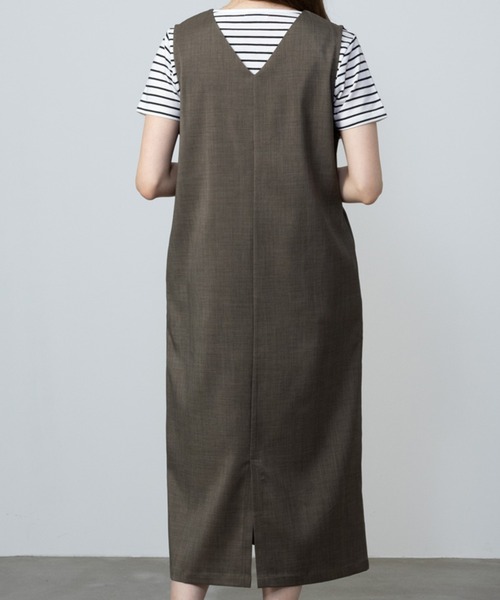 NAVY(ネイビー)の「NAVY杢調麻ライクワンピース+インナーTシャツSET アンサブル(ワンピース・レディース・ブラック/カーキ/ブラウン・S/M/L/XL)」の8枚目の写真