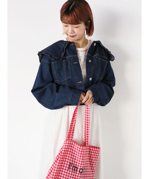 ehka sopo（エヘカソポ）の「フリル襟デニムジャケット（ノーカラー