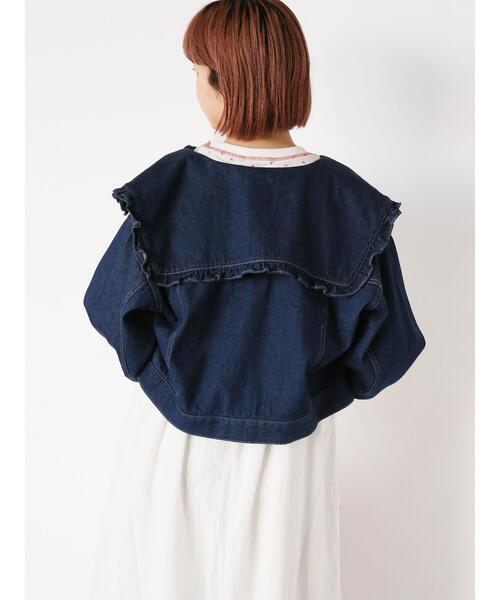 ehka sopo（エヘカソポ）の「フリル襟デニムジャケット（ノーカラー