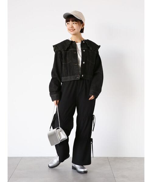 ehka sopo（エヘカソポ）の「フリル襟デニムジャケット（ノーカラー