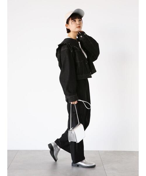 ehka sopo（エヘカソポ）の「フリル襟デニムジャケット（ノーカラー