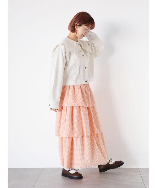 ehka sopo（エヘカソポ）の「フリル襟デニムジャケット（ノーカラー