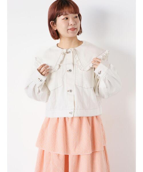ehka sopo（エヘカソポ）の「フリル襟デニムジャケット（ノーカラー