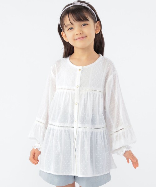 SHIPS(シップス)の「SHIPS KIDS:100~130cm / スナップ ボタン ティアード ブラウス(シャツ/ブラウス・キッズ・ライトブルー/ホワイト・100/110/120/130)」の2枚目の写真