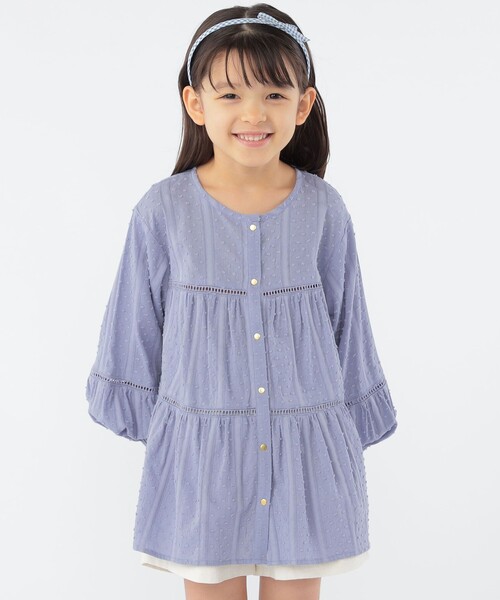 SHIPS(シップス)の「SHIPS KIDS:100~130cm / スナップ ボタン ティアード ブラウス(シャツ/ブラウス・キッズ・ライトブルー/ホワイト・100/110/120/130)」の3枚目の写真