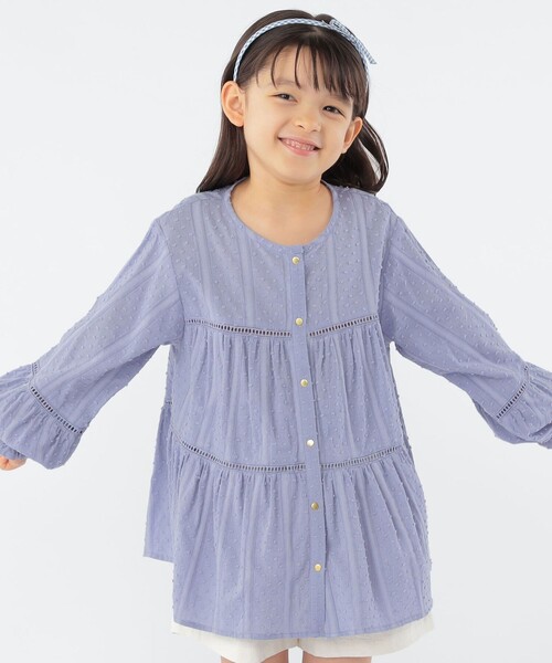 SHIPS(シップス)の「SHIPS KIDS:100~130cm / スナップ ボタン ティアード ブラウス(シャツ/ブラウス・キッズ・ライトブルー/ホワイト・100/110/120/130)」の4枚目の写真